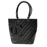 シャネル CHANEL カンボンライントート ミディアム A25166 ブラック×ブラック レザー レディース トートバッグ