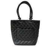 シャネル CHANEL カンボンライントート ミディアム A25166 ブラック×ブラック レザー レディース トートバッグ