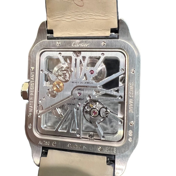 カルティエ Cartier サントスデュモンXL W2020033 スケルトン K18ホワイトゴールド 750WG/クロコダイルレザー 手巻き メンズ 腕時計