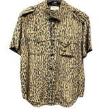 サンローラン SAINT LAURENT 総柄シルク半袖シャツ 663673 ベージュ シルク メンズ 半袖シャツ