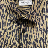 サンローラン SAINT LAURENT 総柄シルク半袖シャツ 663673 ベージュ シルク メンズ 半袖シャツ