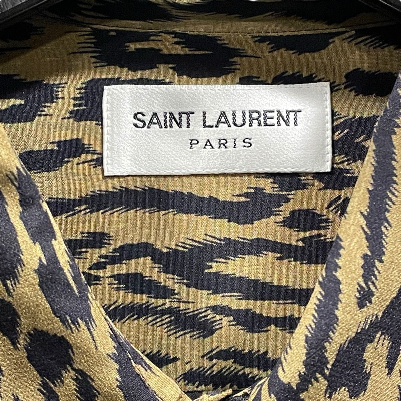 サンローラン SAINT LAURENT 総柄シルク半袖シャツ 663673 ベージュ シルク メンズ 半袖シャツ