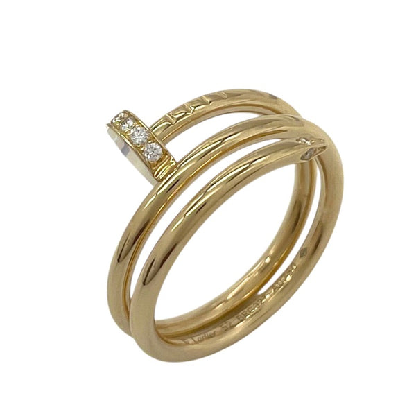 カルティエ Cartier ジュスト アン クル ダイヤ リング ダブル #52 K18YG ダイヤモンド ジュエリー
