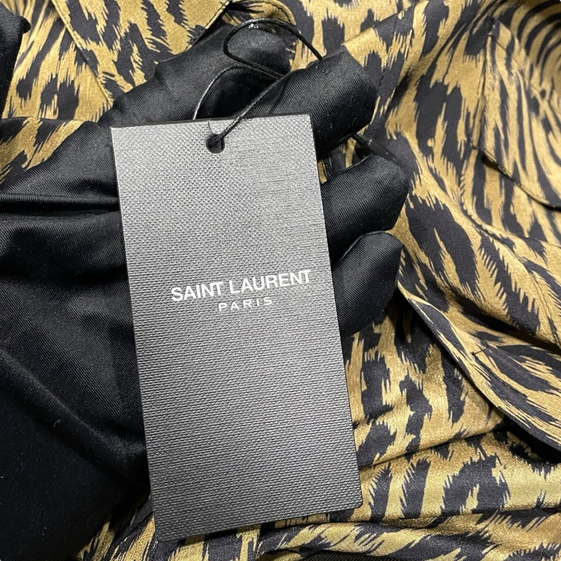 サンローラン SAINT LAURENT 総柄シルク半袖シャツ 663673 ベージュ シルク メンズ 半袖シャツ