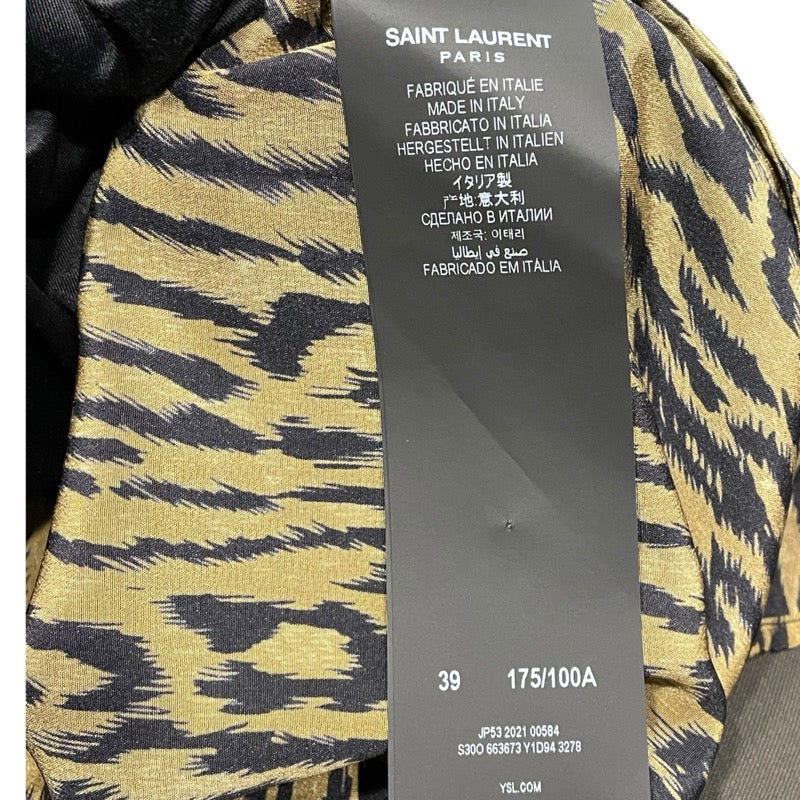 サンローラン SAINT LAURENT 総柄シルク半袖シャツ 663673 ベージュ シルク メンズ 半袖シャツ
