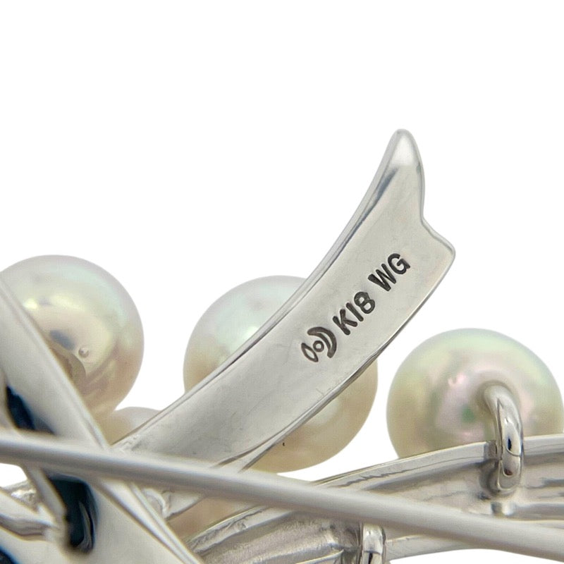 タサキ TASAKI リボンモチーフ パール ピンブローチ ホワイトゴールド