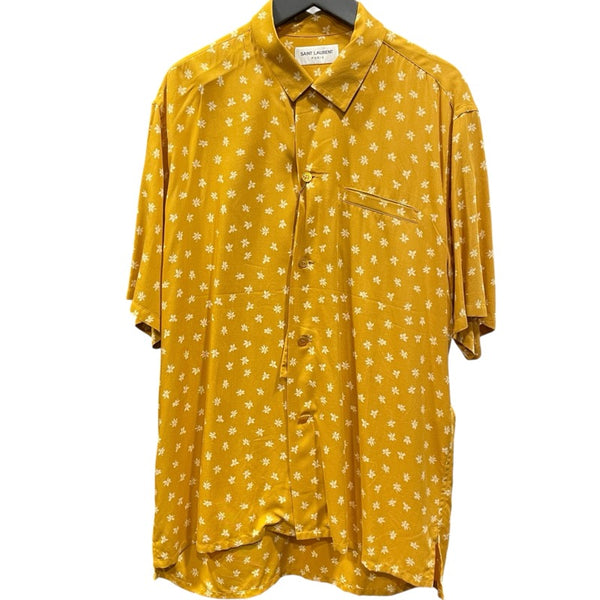 サンローラン SAINT LAURENT 総柄レーヨン半袖シャツ イエロー レーヨン メンズ 半袖シャツ