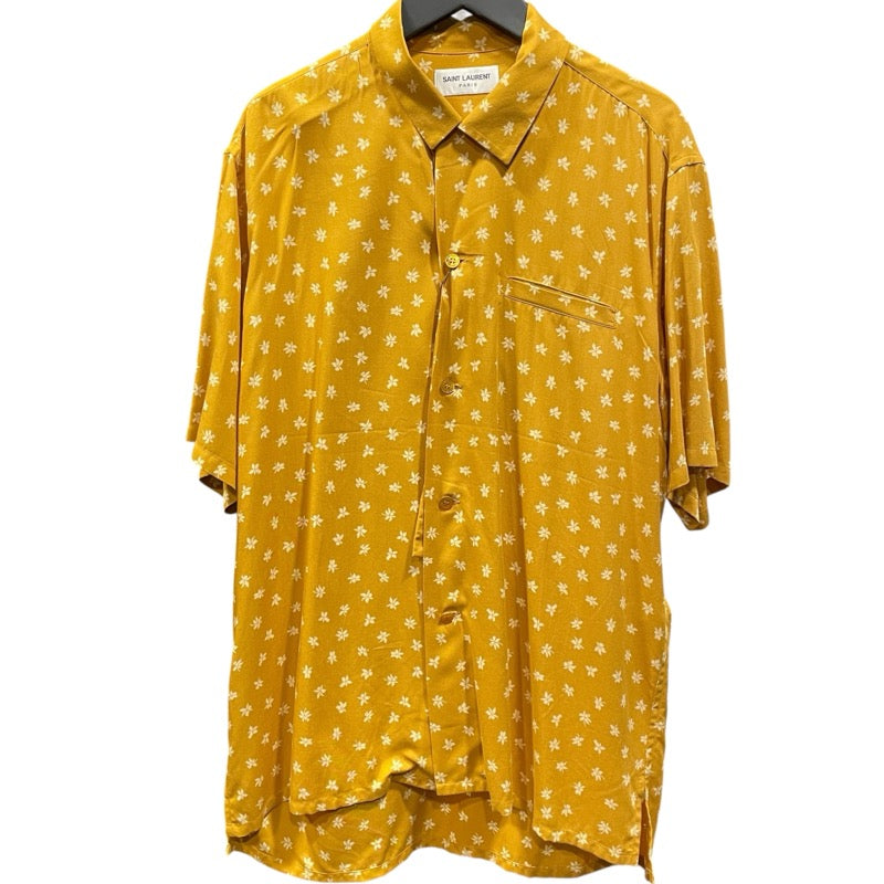 サンローラン SAINT LAURENT 総柄レーヨン半袖シャツ イエロー レーヨン メンズ 半袖シャツ