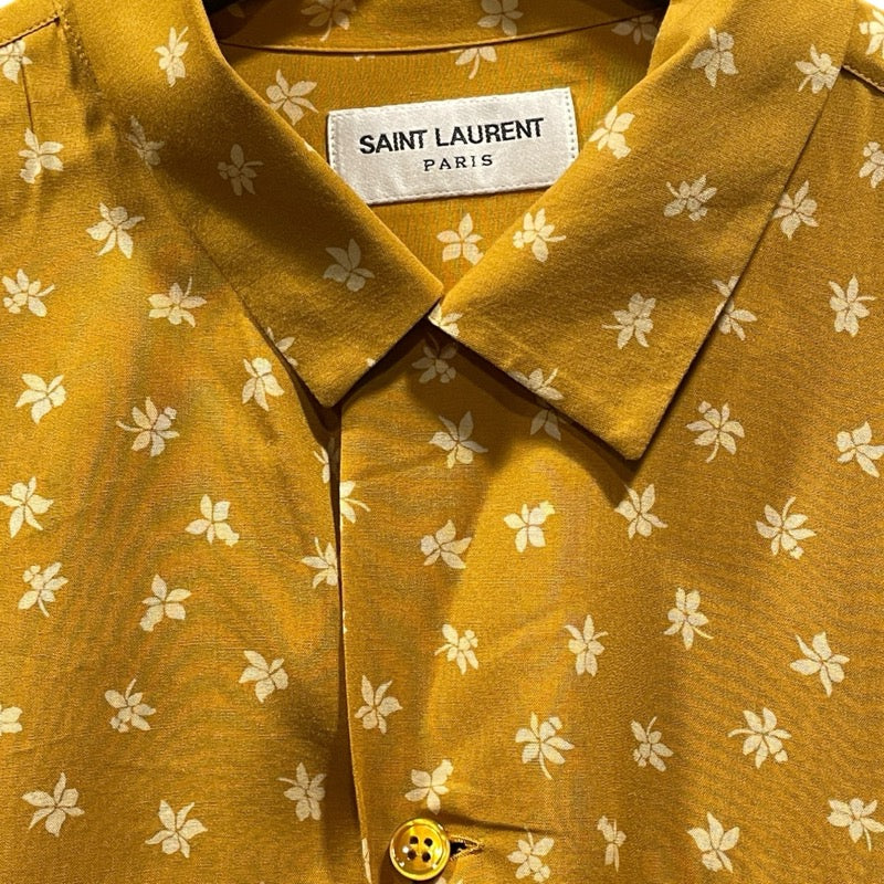 サンローラン SAINT LAURENT 総柄レーヨン半袖シャツ イエロー レーヨン メンズ 半袖シャツ