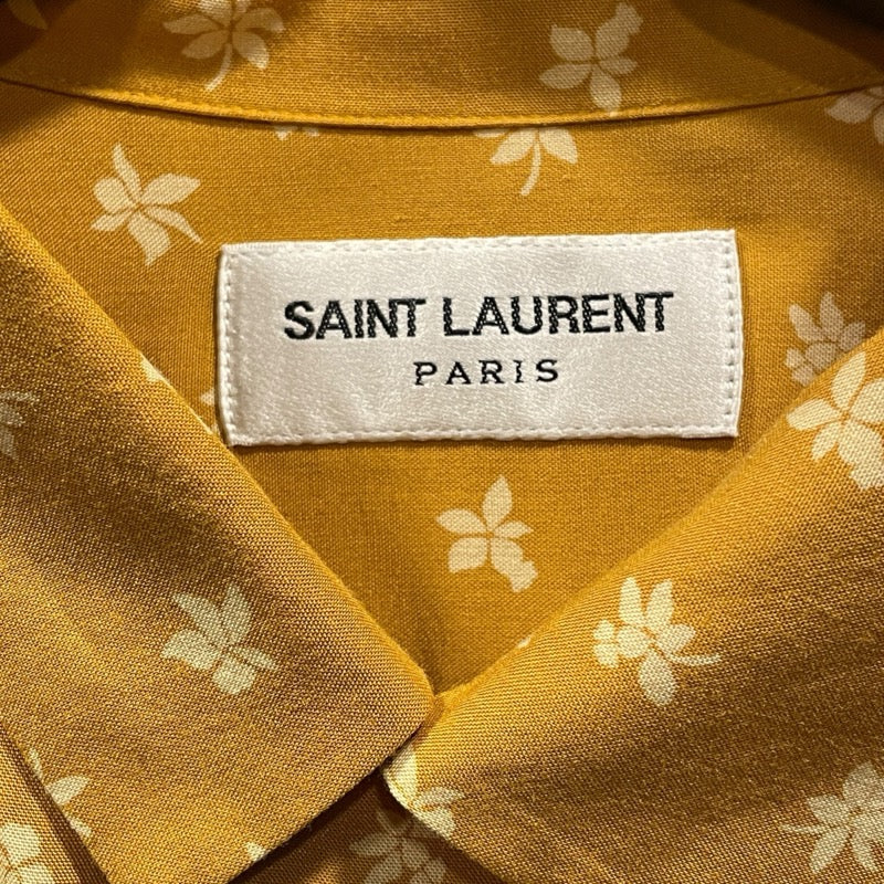 サンローラン SAINT LAURENT 総柄レーヨン半袖シャツ イエロー レーヨン メンズ 半袖シャツ