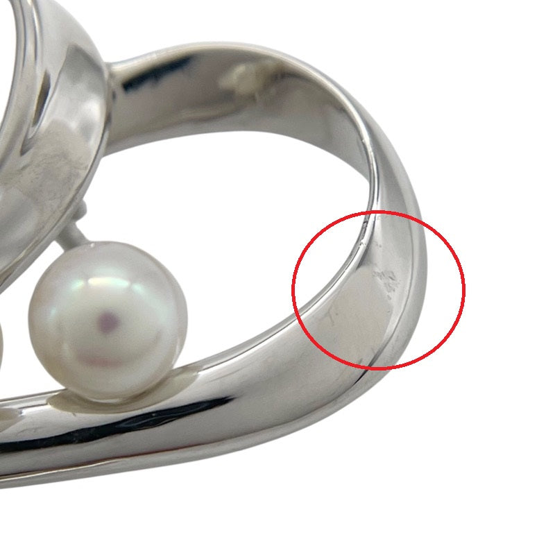 タサキ TASAKI リボンモチーフ パール ピンブローチ ホワイトゴールド