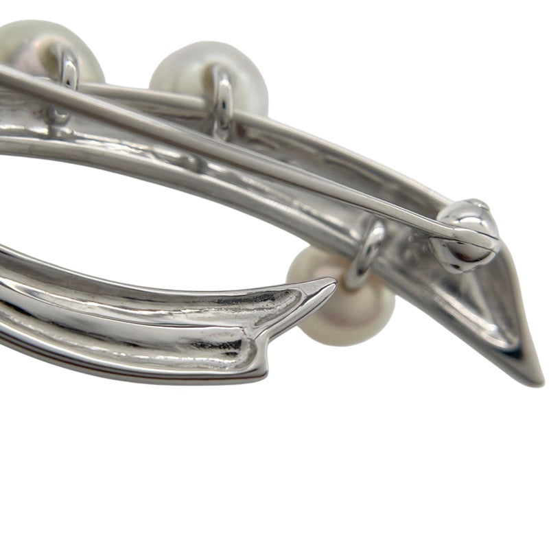 タサキ TASAKI リボンモチーフ パール ピンブローチ ホワイトゴールド