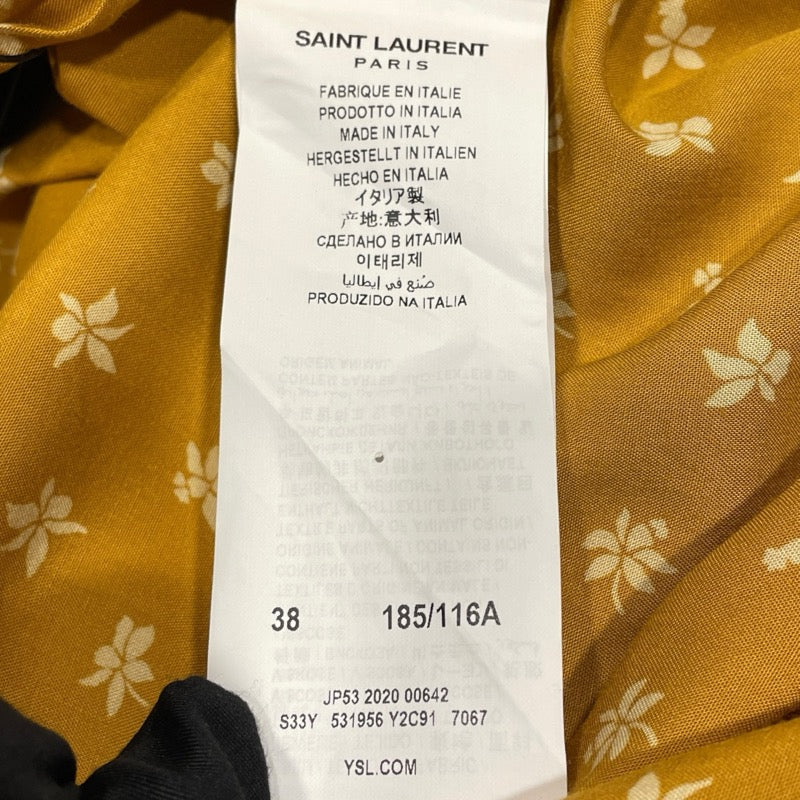 サンローラン SAINT LAURENT 総柄レーヨン半袖シャツ イエロー レーヨン メンズ 半袖シャツ