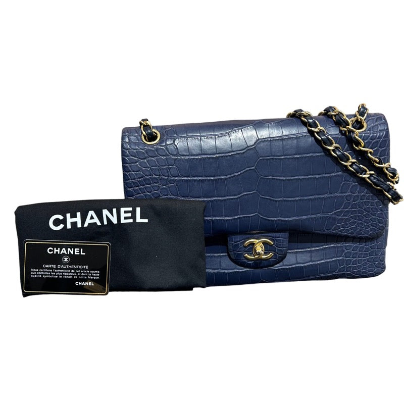 シャネル CHANEL デカマトラッセ30 ネイビー　ゴールド金具 クロコダイルマット レディース ショルダーバッグ