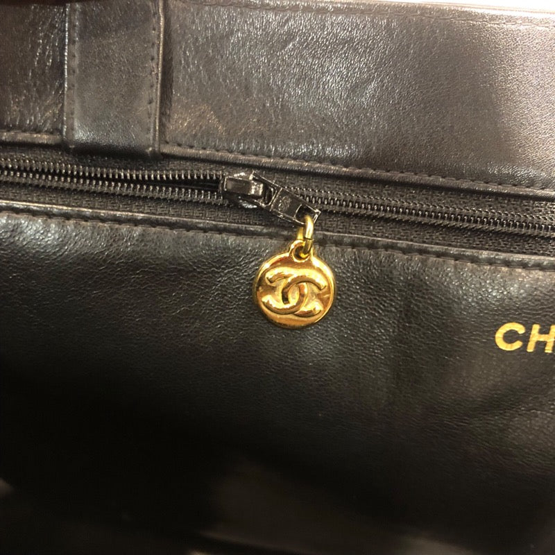 シャネル CHANEL ココマークチェーントートバック ブラック ゴールド金具 カーフスキン レディース トートバッグ