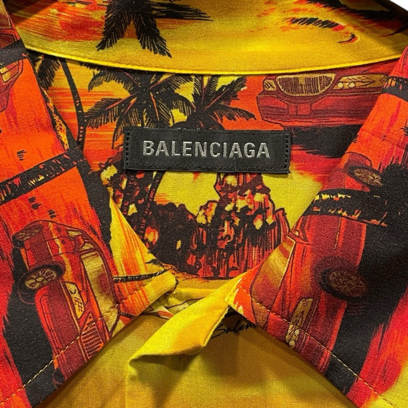 バレンシアガ BALENCIAGA 総柄レーヨン半袖シャツ 681813 レーヨン メンズ 半袖シャツ