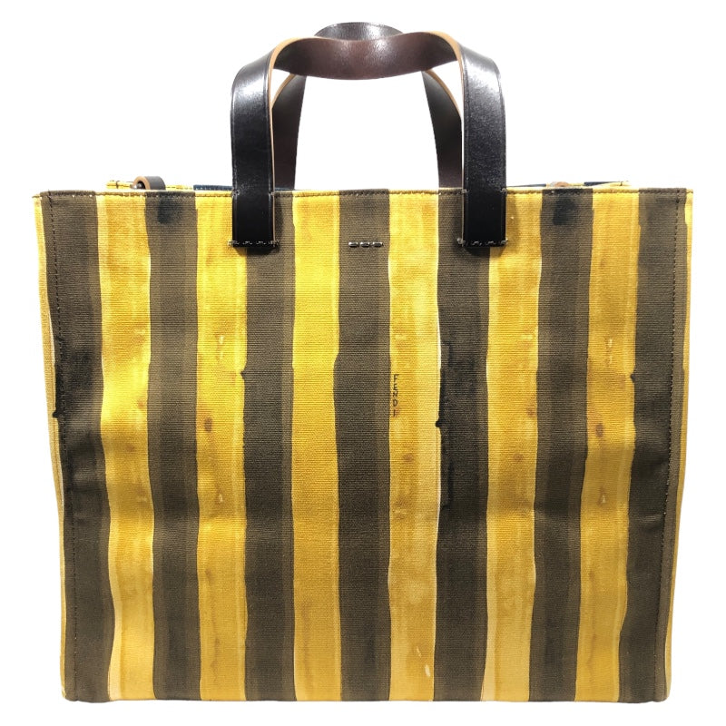 フェンディ FENDI トートバッグ 7VA390 イエロー/ブラウン キャンバス メンズ トートバッグ