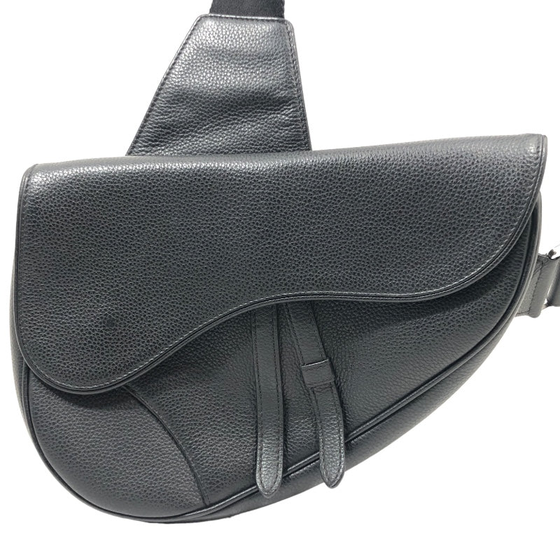 クリスチャン・ディオール Christian Dior サドルボディバッグ ブラック レザー メンズ ボディバッグ