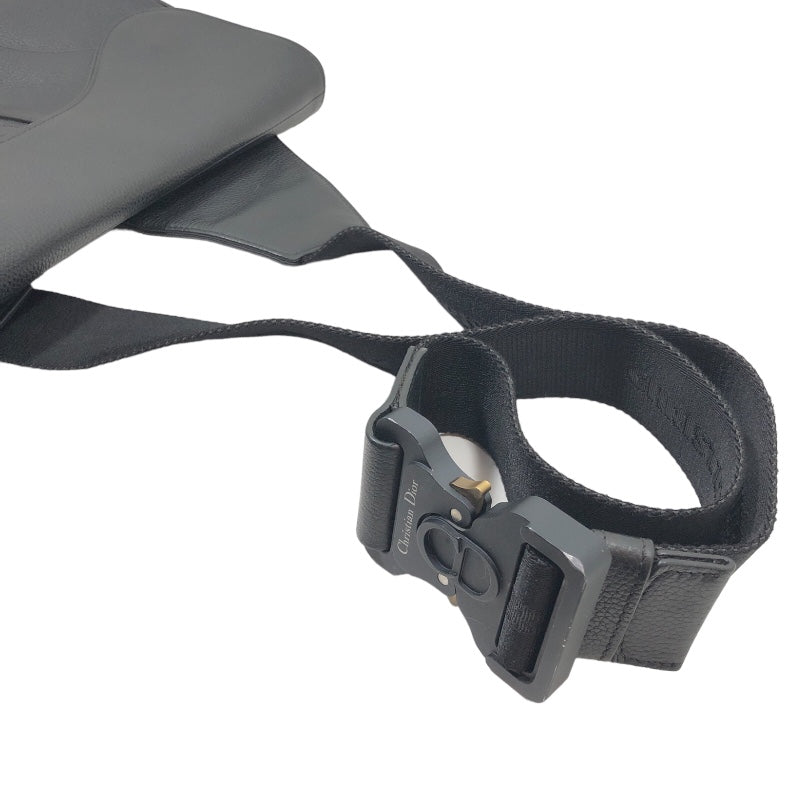 クリスチャン・ディオール Christian Dior サドルボディバッグ ブラック レザー メンズ ボディバッグ