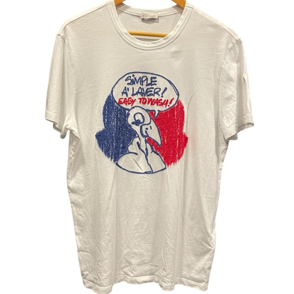 モンクレール MONCLER ロゴ刺繍Tシャツ 80320 ホワイト コットン メンズ 半袖Ｔシャツ