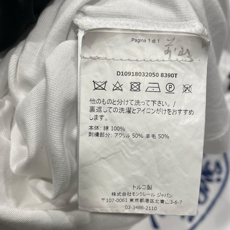 モンクレール MONCLER ロゴ刺繍Tシャツ 80320 ホワイト コットン メンズ 半袖Ｔシャツ