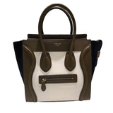 セリーヌ CELINE ラゲージマイクロショッパー ネイビー ホワイト カーフ レディース ハンドバッグ