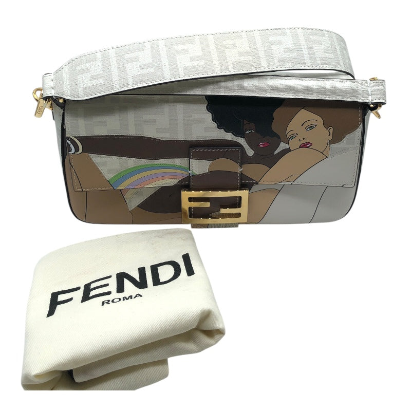 フェンディ FENDI バゲット アントニオ・ロペス 8BR600 ブラウン ゴールド金具 PVC・カーフ レディース ショルダーバッグ