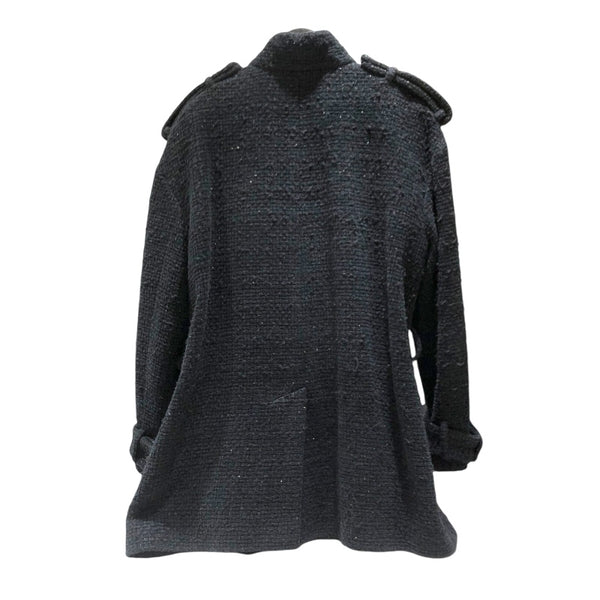 シャネル CHANEL ラメツイードピーコート P73338 ブラック コットン レディース ピーコート