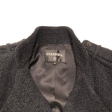 シャネル CHANEL ラメツイードピーコート P7338 ブラック コットン レディース ピーコート