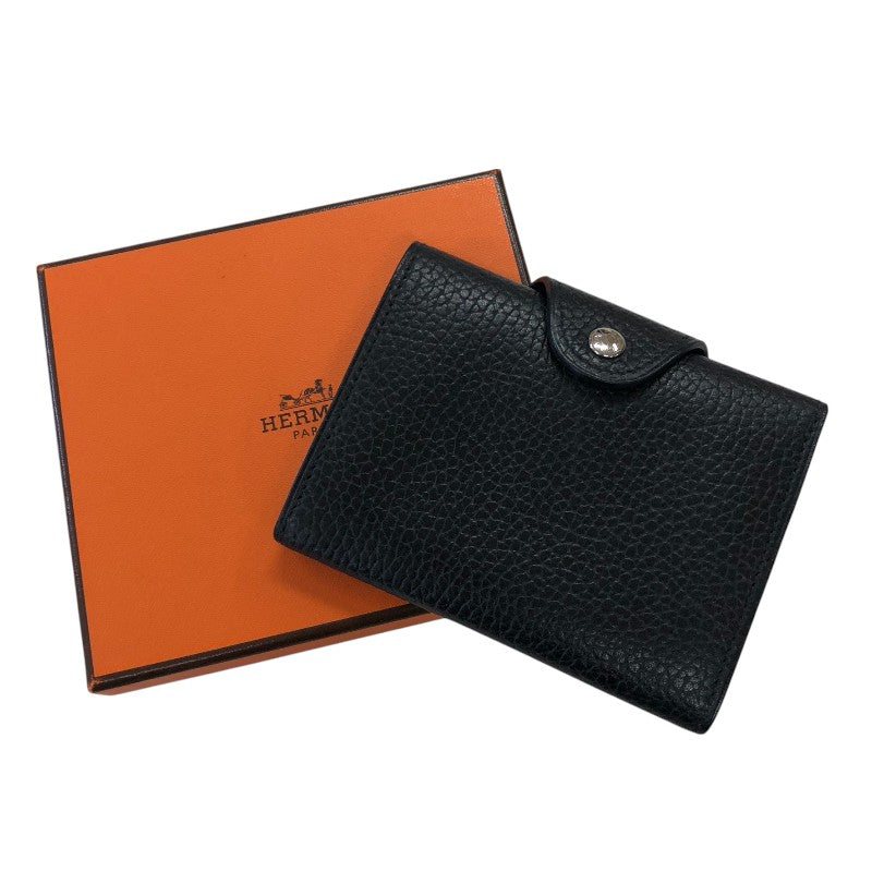 エルメス HERMES イリアード コンパクト B刻 ブラック シルバー金具 ヴァッシュリエジェ レディース 二つ折り財布