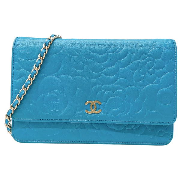 シャネル CHANEL カメリア チェーンウォレット A47421 ライトブルー/シルバー金具 ラムスキン レディース ショルダーバッグ |  中古ブランドリユースショップ OKURA(おお蔵)