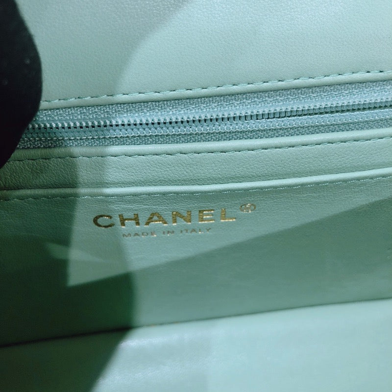 シャネル CHANEL ミニフラップバッグ AS2431 グリーン ラムスキン レディース ショルダーバッグ