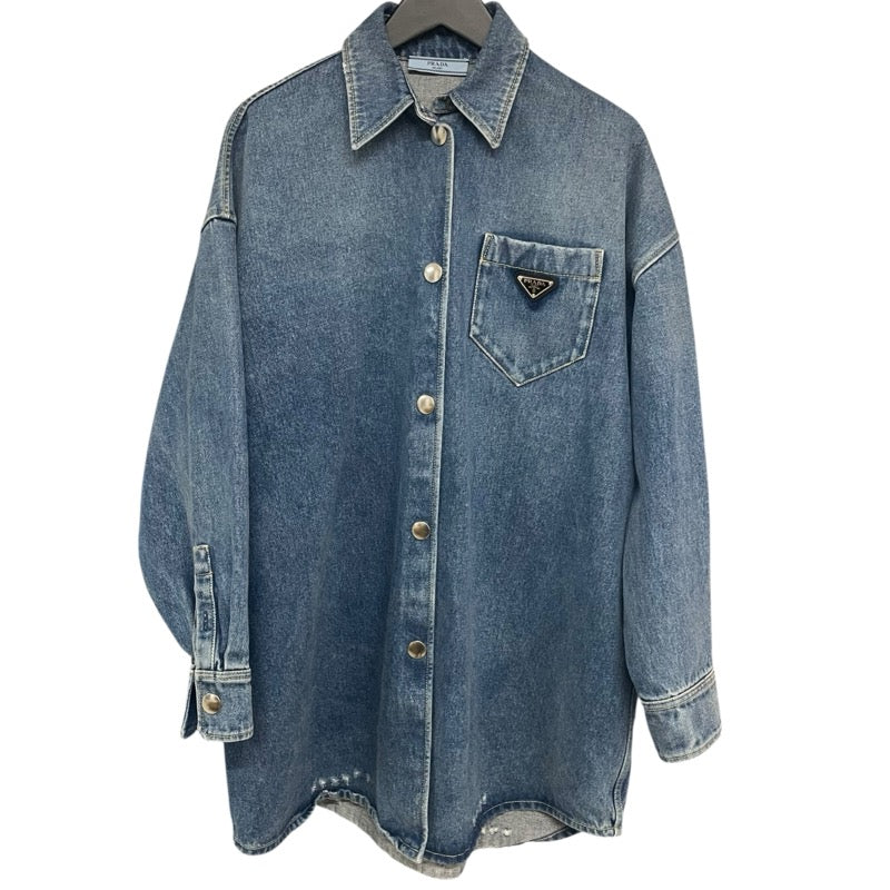 プラダ PRADA トライアングルロゴデニムシャツジャケット 3FC036 ブルー コットン メンズ デニムジャケット