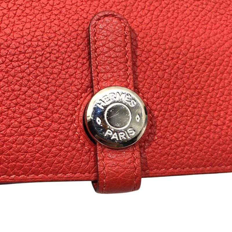 エルメス HERMES ドゴンロングジップ D刻印 ルージュピヴォワンヌ トゴ レディース 長財布
