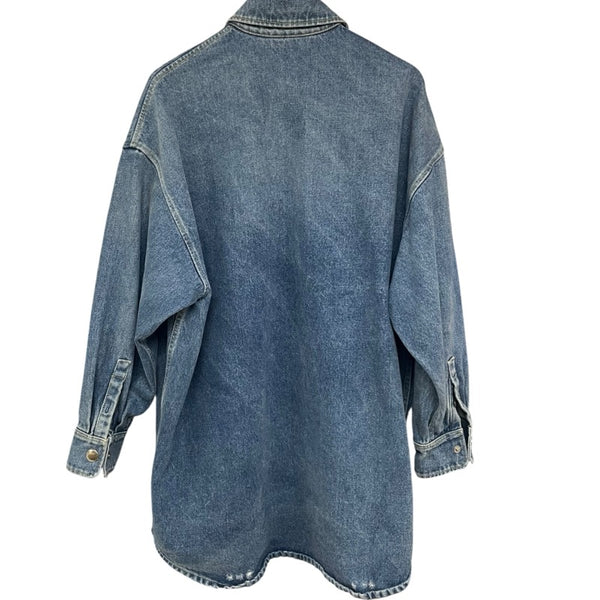 プラダ PRADA トライアングルロゴデニムシャツジャケット 3FC036 ブルー コットン メンズ デニムジャケット