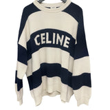 セリーヌ CELINE ボーダーロゴニットセーター 2ADCW481Y ネイビー コットン メンズ セーター
