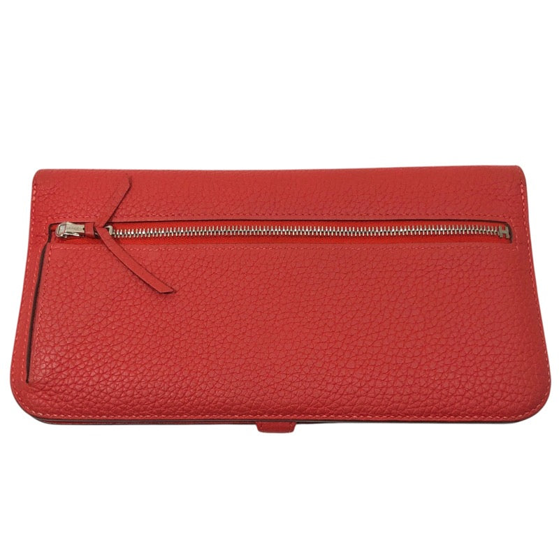 エルメス HERMES ドゴンロングジップ D刻印 ルージュピヴォワンヌ トゴ レディース 長財布