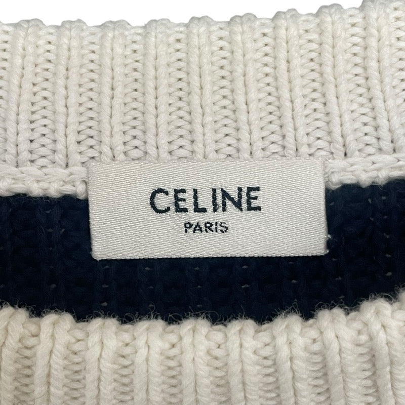 セリーヌ CELINE ボーダーロゴニットセーター 2ADCW481Y ネイビー コットン メンズ セーター