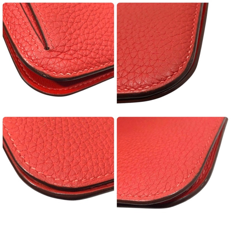 エルメス HERMES ドゴンロングジップ D刻印 ルージュピヴォワンヌ トゴ レディース 長財布