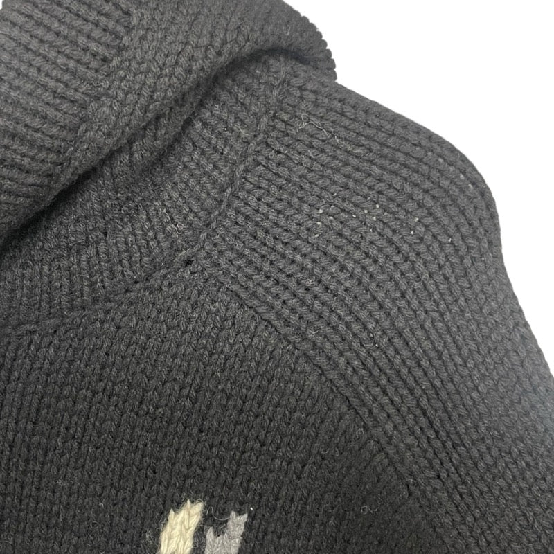 クリスチャン・ディオール Christian Dior x SHAWN STUSSY フラワー刺繍ニットパーカー 033M627AT168 ブラック ウール メンズ パーカー