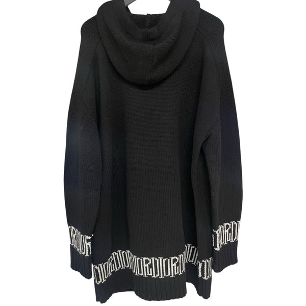 クリスチャン・ディオール Christian Dior x SHAWN STUSSY フラワー刺繍ニットパーカー 033M627AT168 ブラック ウール メンズ パーカー