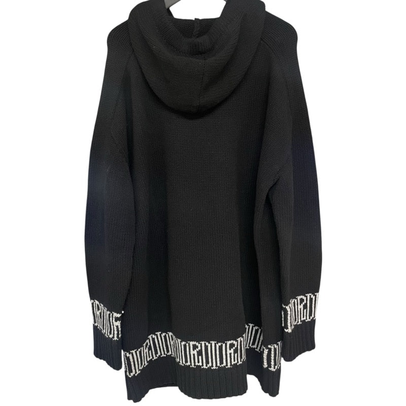 クリスチャン・ディオール Christian Dior x SHAWN STUSSY フラワー刺繍ニットパーカー 033M627AT168 ブラック ウール メンズ パーカー