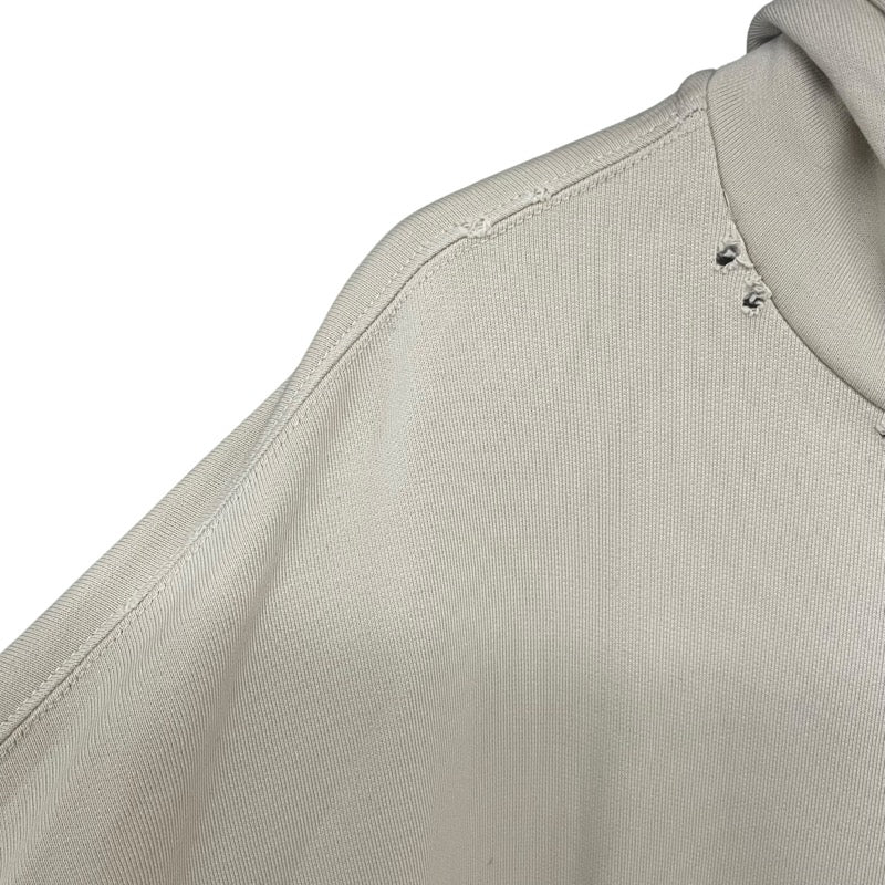 バレンシアガ BALENCIAGA BE NICEプリントダメージ加工パーカー ベージュ コットン メンズ パーカー