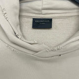 バレンシアガ BALENCIAGA BE NICEプリントダメージ加工パーカー ベージュ コットン メンズ パーカー