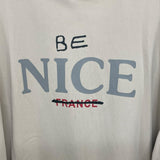 バレンシアガ BALENCIAGA BE NICEプリントダメージ加工パーカー ベージュ コットン メンズ パーカー