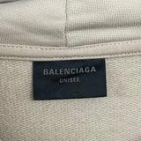バレンシアガ BALENCIAGA BE NICEプリントダメージ加工パーカー ベージュ コットン メンズ パーカー