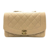 シャネル CHANEL ダイアナ25 A01165 ベージュ×ゴールド金具 キャビアスキン レディース ショルダーバッグ