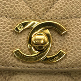 シャネル CHANEL ダイアナ25 A01165 ベージュ×ゴールド金具 キャビアスキン レディース ショルダーバッグ