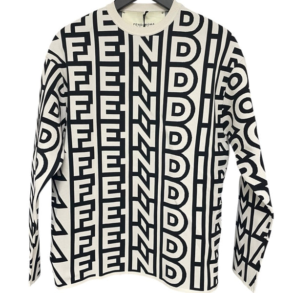 フェンディ FENDI x MARC JACOBS 総柄ニットカットソー FZX960 ホワイト ナイロン メンズ カットソー