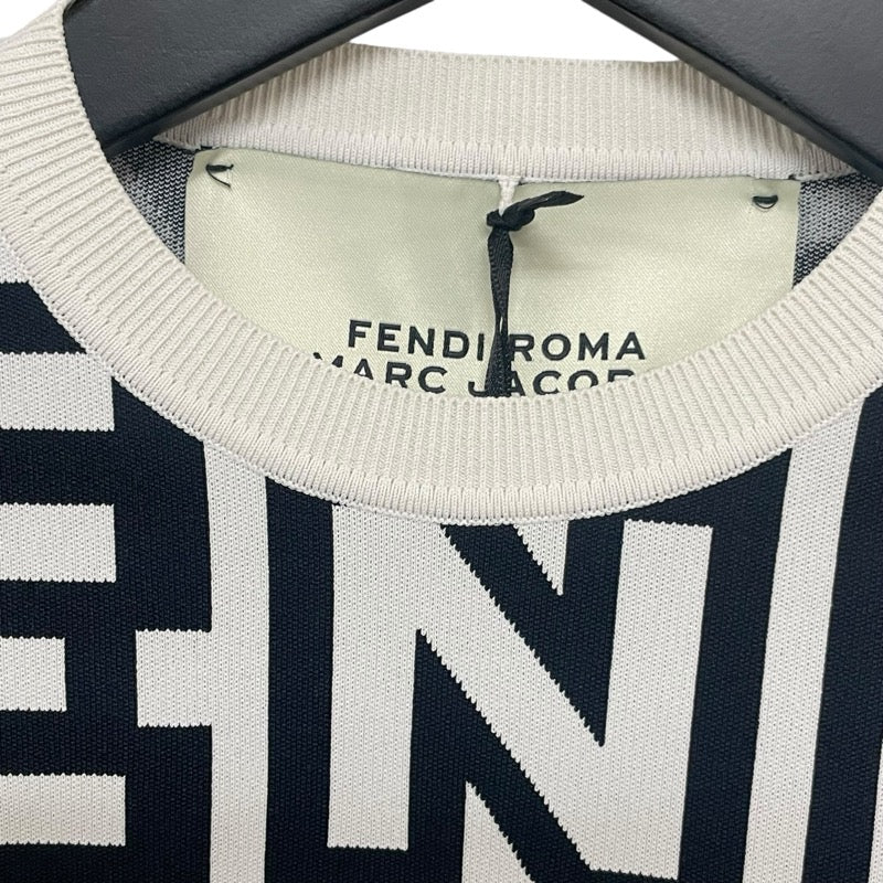 フェンディ FENDI x MARC JACOBS 総柄ニットカットソー FZX960 ホワイト ナイロン メンズ カットソー